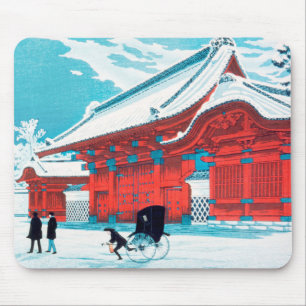 The Red Gate of Hongo in Snow by Hiroaki Takahashi Mouse Pad