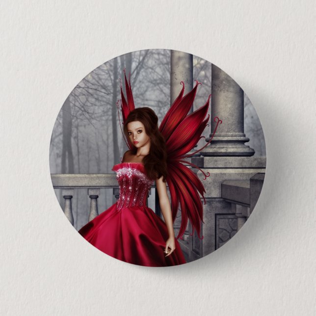 The Red Glamour Fairy 2 Inch Round Button (Front)