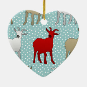 The Red Goat Ceramic Ornament