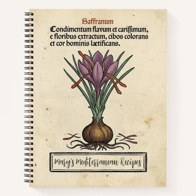 The Red Gold Crocus: Medieval Saffron Recipe Notebook (Front)