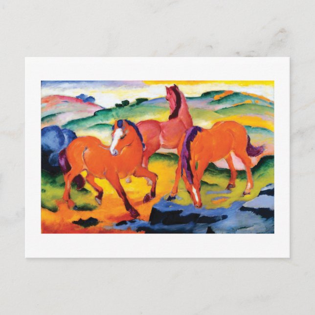 The Red Horses by Franz Marc Postcard (Front)