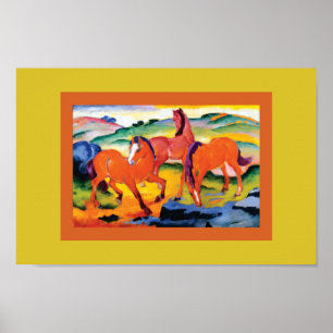 The Red Horses by Franz Marc Poster