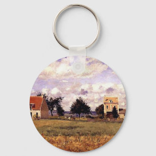 The Red House by Camille Pissarro Keychain