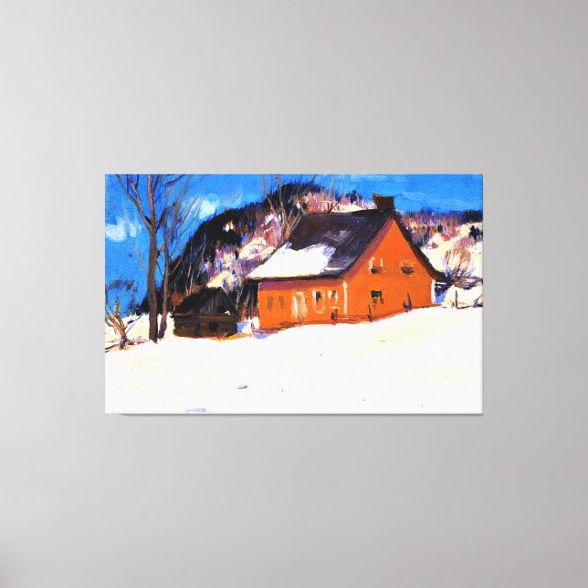 The Red House by Clarence Gagnon Canvas Print (Front)