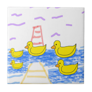 The Red Lighthouse and the Yellow Duck Pier Tile