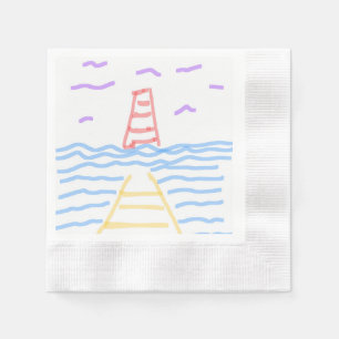 The Red Lighthouse and the YellowPier Paper Napkin