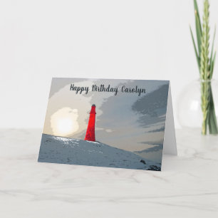 The red lighthouse, birthday card, personalized card