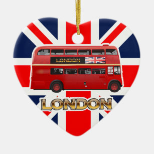 The Red London Double Decker Bus Ceramic Ornament