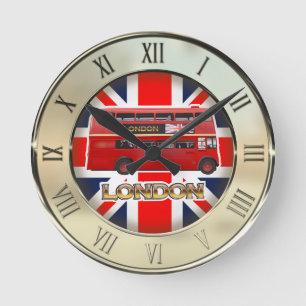 The Red London Double Decker Bus Round Clock