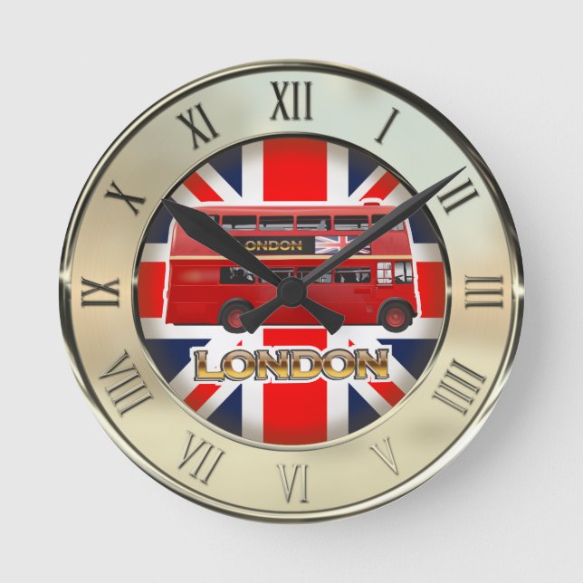 The Red London Double Decker Bus Round Clock (Front)