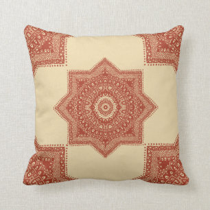 The Red Moroccan Pattern Throw Pillow