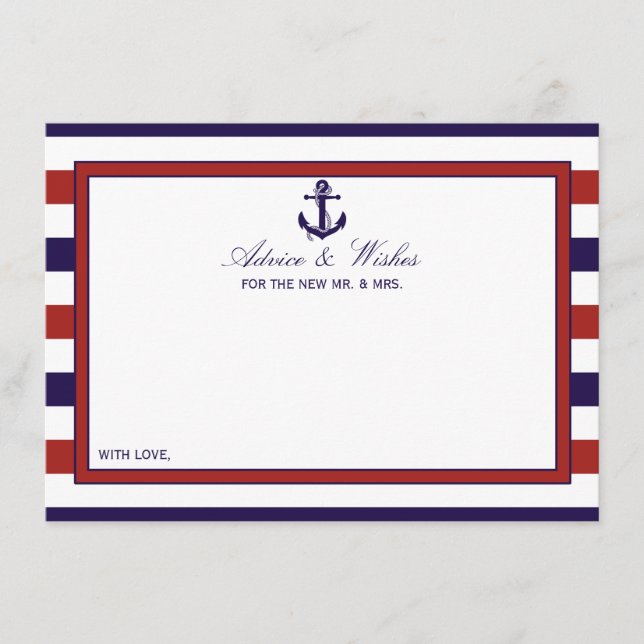 The Red & Navy Nautical Anchor Wedding Collection Advice Card (Front)