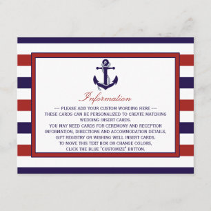 The Red & Navy Nautical Anchor Wedding Collection Enclosure Card