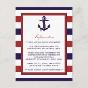 The Red & Navy Nautical Anchor Wedding Collection Enclosure Card