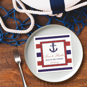 The Red & Navy Nautical Anchor Wedding Collection Napkin