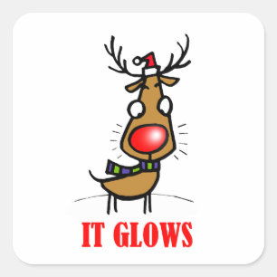 THE RED NOSE REINDEER SQUARE STICKER