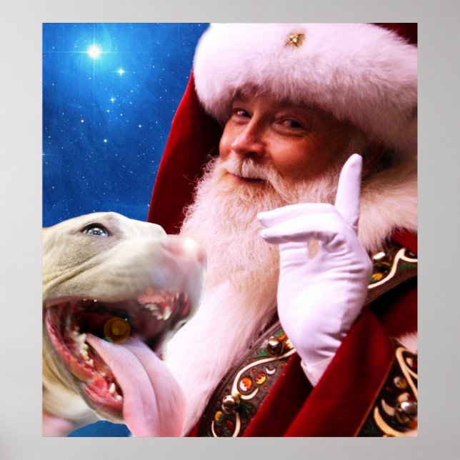 the Red Nosed Pitbull Dog & Santa Claus Poster (Front)