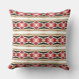 The Red Rose Buds in Linear Pattern Design Throw Pillow