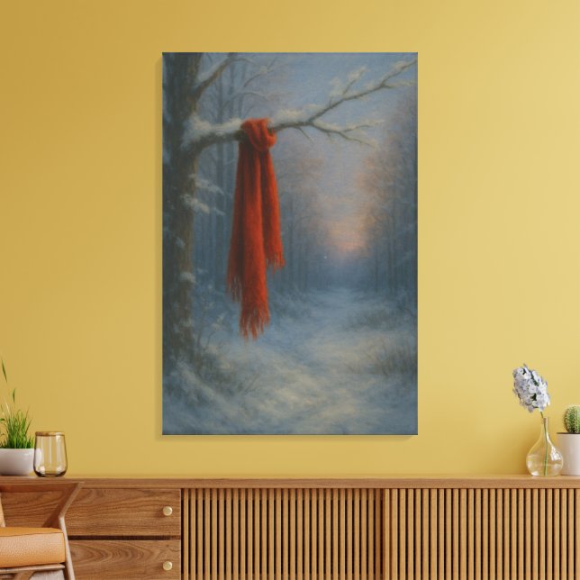 The Red Scarf – Bright Against the Stillness Canvas Print (Insitu(LivingRoom))