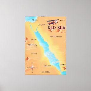 The Red Sea Travel Map Canvas Print