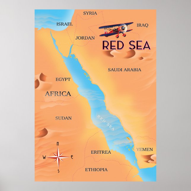 The Red Sea Travel Map Poster (Front)