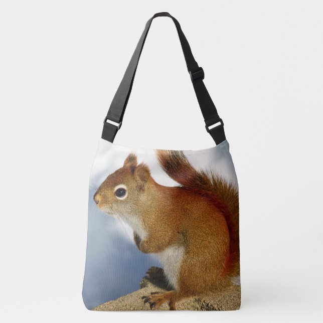 The Red Squirrel Who Stuck Around Crossbody Bag (Front)