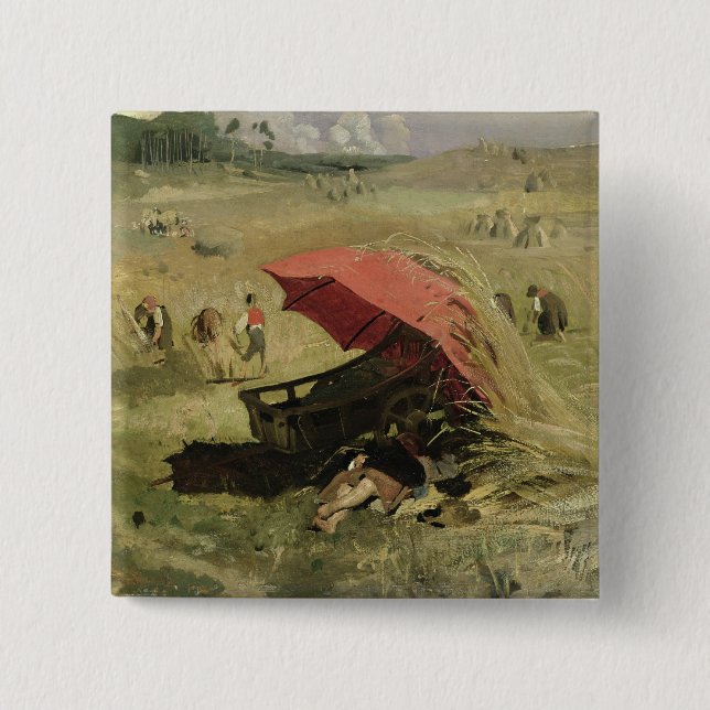 The Red Sunshade, c.1860 2 Inch Square Button (Front)
