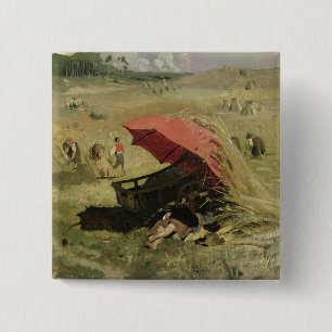 The Red Sunshade, c.1860 2 Inch Square Button