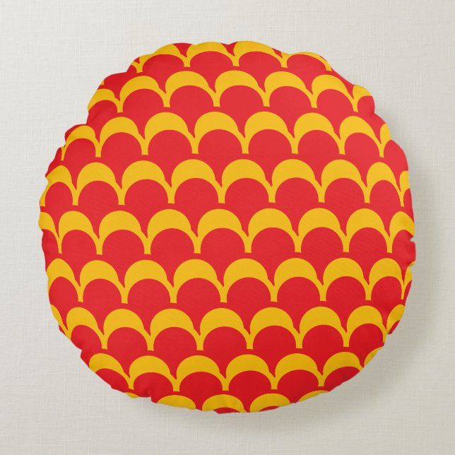the red tellow roof  round pillow (Front)