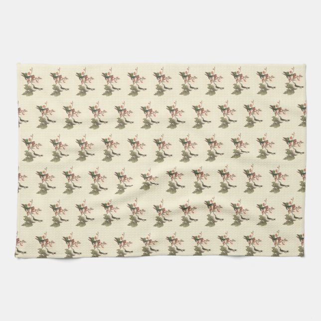 The Red-throated or Ruby-throated Hummingbird Kitchen Towel (Horizontal)