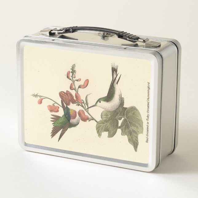 The Red-throated or Ruby-throated Hummingbird Metal Lunch Box (Back)