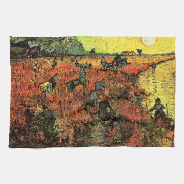The Red Vineyard by Vincent van Gogh Kitchen Towel (Horizontal)