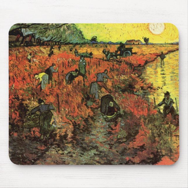The Red Vineyard by Vincent van Gogh Mouse Pad (Front)