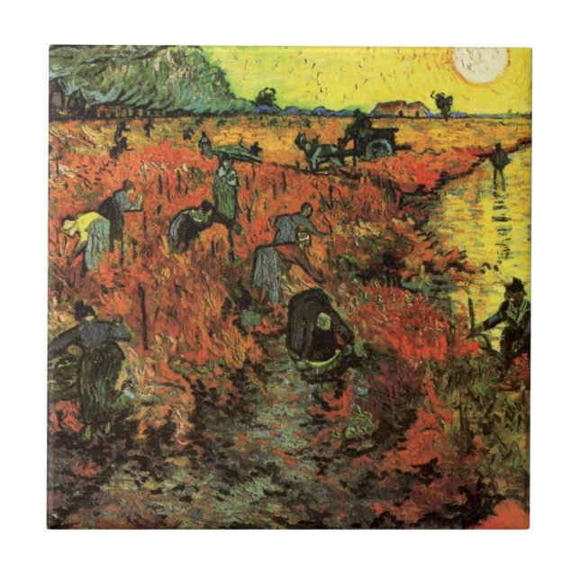 The Red Vineyard by Vincent van Gogh Tile (Front)