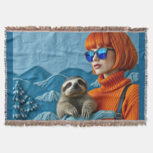The Redhead and the sloth Throw Blanket