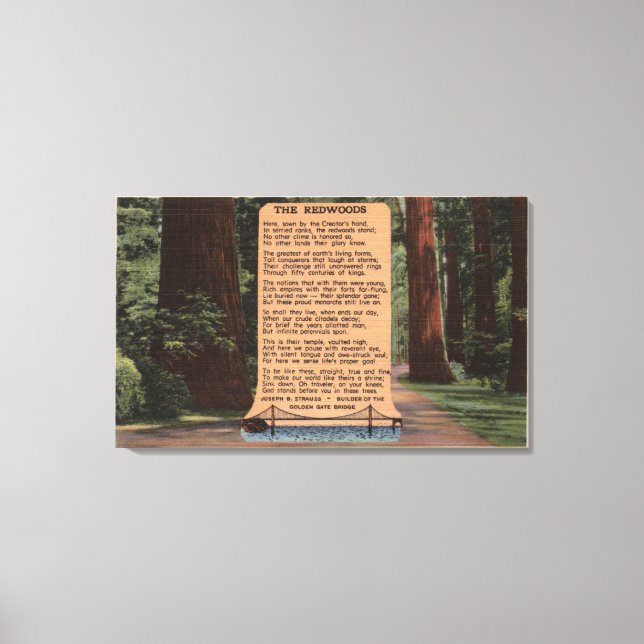 The Redwood Highway, Poem by Strauss Canvas Print (Front)