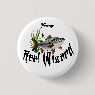 The Reel Wizard Rainbow Trout  1 Inch Round Button
