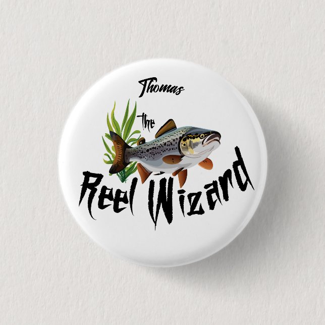 The Reel Wizard Rainbow Trout  1 Inch Round Button (Front)