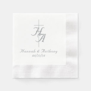The Refined Catholic Silver & White Wedding Napkin