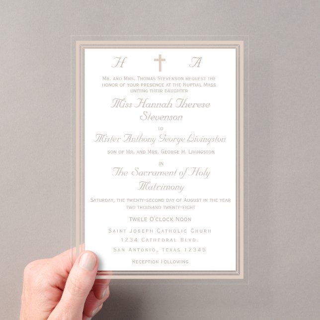 The Refined Catholic Wedding Acrylic Invitations (Insitu (Handheld))