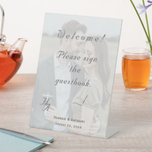 The Refined Catholic Wedding Photo Pedestal Sign
