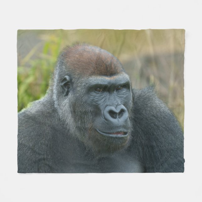 The Regal Blackback Gorilla Fleece Blanket (Front (Horizontal))