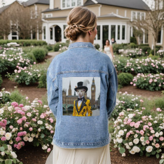 The Regal Sphynx in his dashing suit at Parliament Denim Jacket