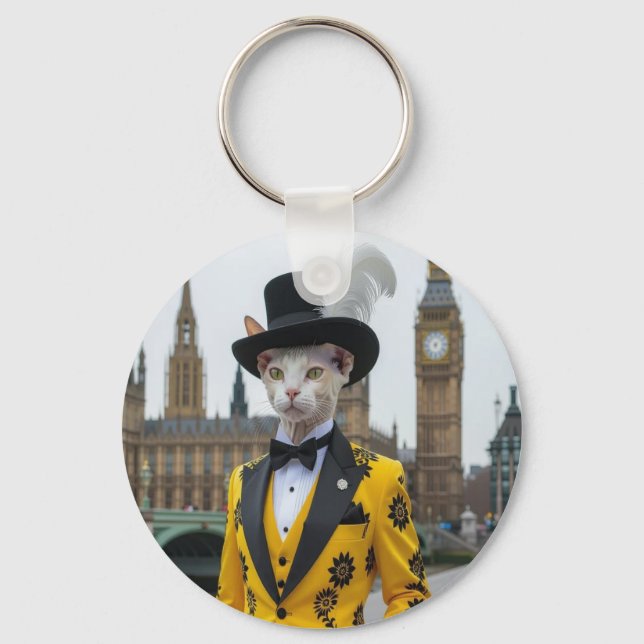 The Regal Sphynx in his dashing suit at Parliament Keychain (Front)