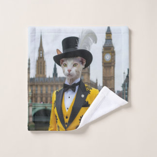 The Regal Sphynx in his dashing suit at Parliament Wash Cloth