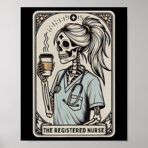 The Registered Nurse Tarot Card Skeleton Happy Hal Poster