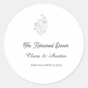 The. Rehearsal dinner floral one day before name  Classic Round Sticker