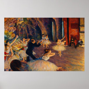 The Rehearsal of the Ballet on Stage by Degas Poster