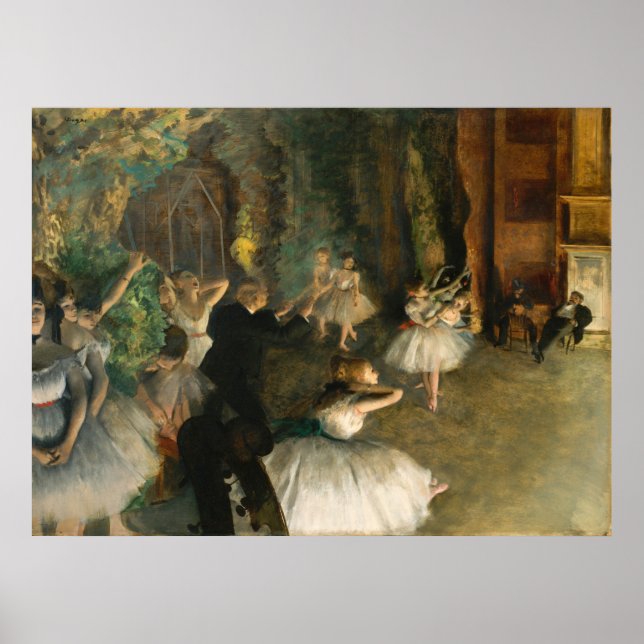 The Rehearsal of the Ballet Onstage, Degas Poster (Front)