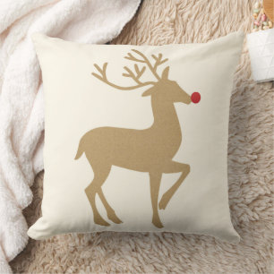 The Reindeer Rustic Red Nose Holiday Throw Pillow